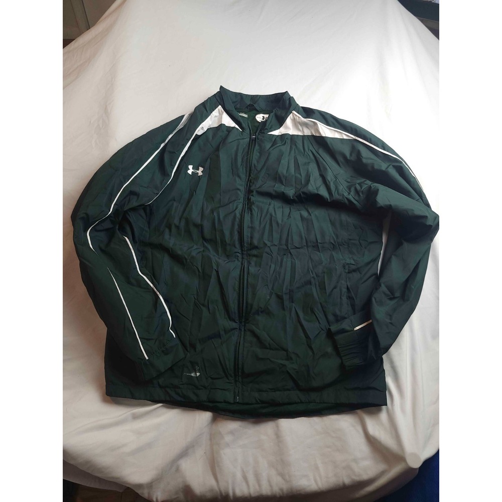 Under Armour Track Jacket Mens 2XL Green Full Zip Athleisure Outdoor Windbreaker